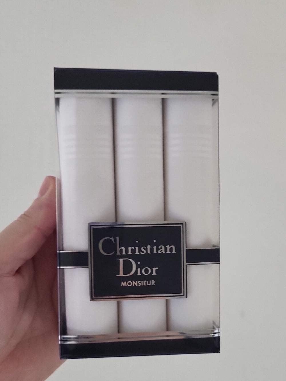 New Men's Christian Dior White Handkerchief Set of 3